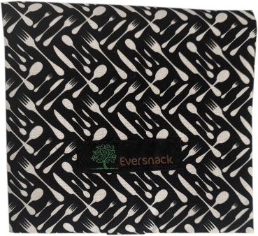 Brottuch „Elfriede“ – Schwarz mit Besteck-Design (NEU – 100% Baumwolle)